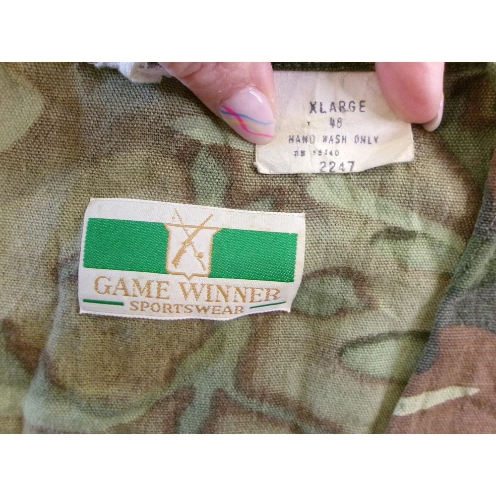 Game Winner Mens XL Hunting Vest Camo Woodland Cotton‎ Canvas Utility Game Bag